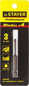 Фото STAYER 3 мм, 4х кромка, HEX 1/4, Сверло по стеклу и кафелю (2985-03) Stayer 298503Z01 Stayer