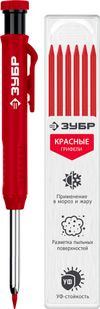 Фото ЗУБР АСК красный, d 2,8 мм, HB, 6 сменных грифелей, автоматический карандаш (06311-3) Зубр 063113 Зубр