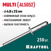 Фото KRAFTOOL Multi (Al5052), 4.8 x 25 мм, 250 шт, многозажимные алюминиевые заклепки (311702-48-25) Kraftool 3117024825 Kraftool