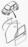 Фото Уплотнитель стекла DAEWOO Matiz 98-15 двери передней лев/прав OEM Daewoo 96567865 Daewoo