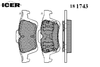Фото Колодки тормозные ICER  OPEL  NISSAN FORD VOLVO MAZDA толщ16,6 Icer 181743 Icer