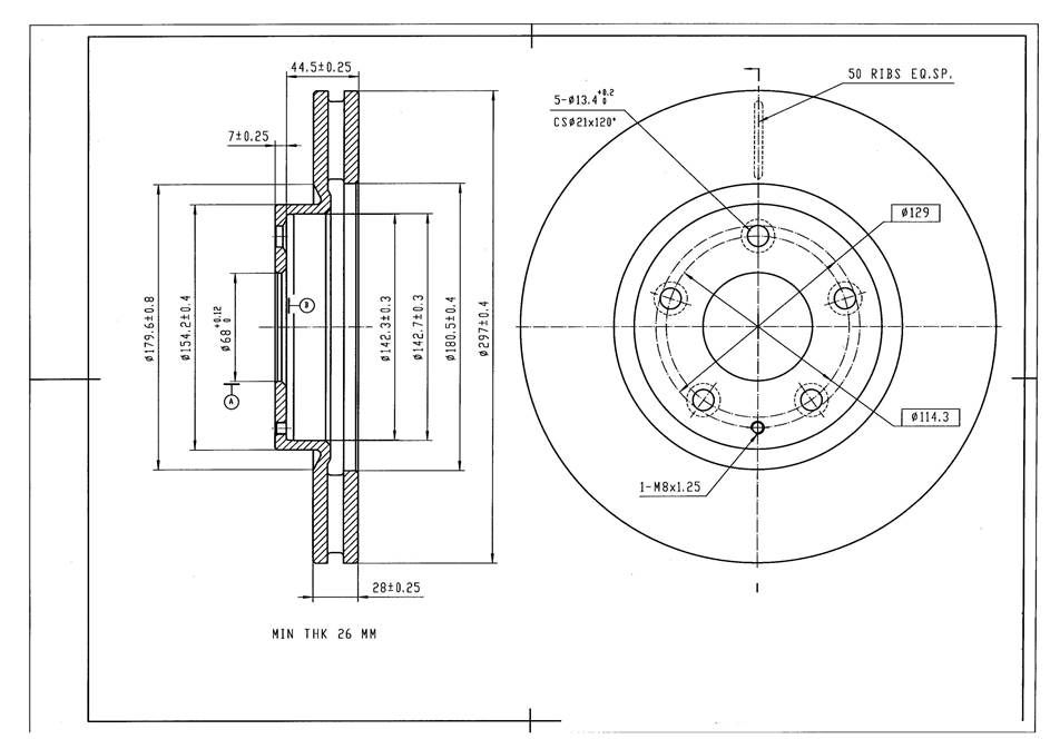 Диск тормозной, передний BR3021S Avantech