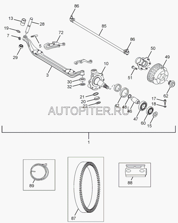 Наконечник тяги поперечной (правый) ТАТА-613 E3, FUSO (ФУСО) Canter FE85D (дв. 4M50), County, 22 мм 264133200136 Tata