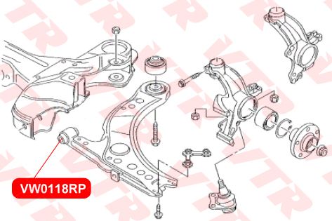 Сайлентблок переднего рычага передний для Seat Ibiza IV 2002-2008 vw0118rp Vtr