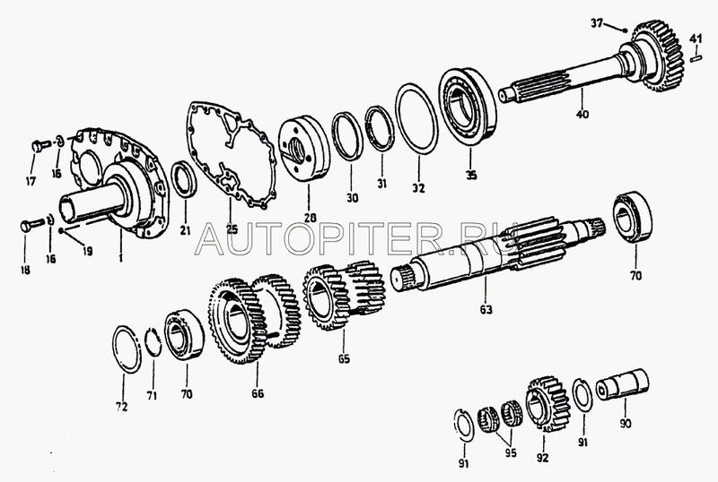 Вал первичный КПП ZF 5S-150GP (370*150) HOWO, SHAANXI SHACMAN 2159303004, 2159302059 2159303004 Howo