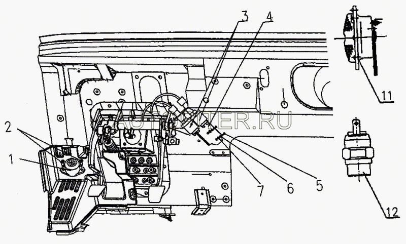 Датчик ABS угловой L=1010 мм wg9160710522 Howo