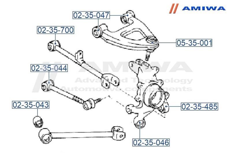 Тяга задняя поперечная для Toyota MR II SW20 1989-2000 0235044 Amiwa