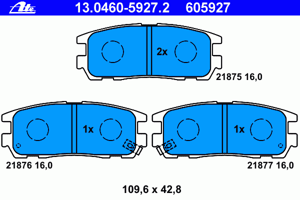 Колодки тормозные задние дисковые к-кт для Great Wall HOVER H5 2010-2017 13.0460-5927.2 Ate