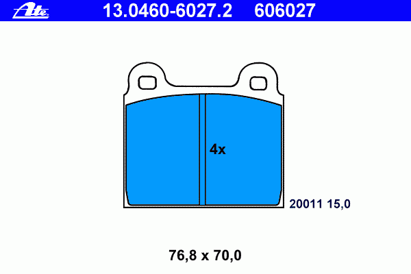 Комплект тормозных колодок, дисковый тормоз 13.0460-6027.2 Ate