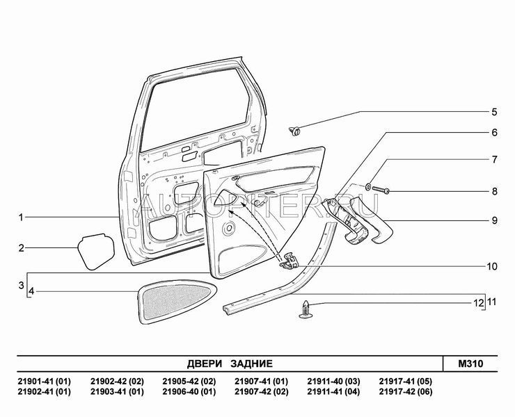 Обивка задней двери в сборе 21901620201300 Автоваз
