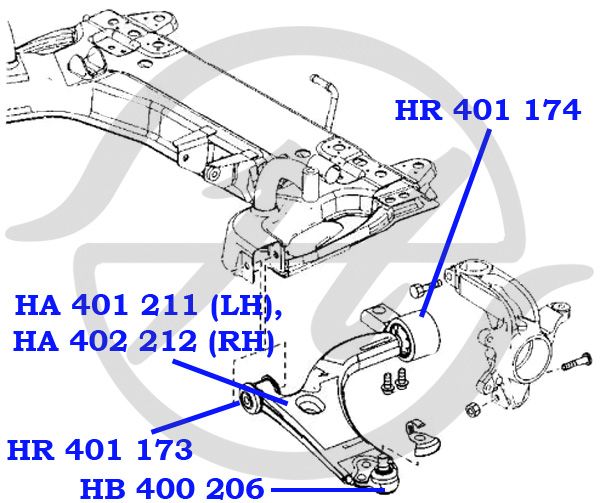 Рычаг передний правый для Mazda Mazda 2 (DY) 2003-2006 HA402212 Hanse