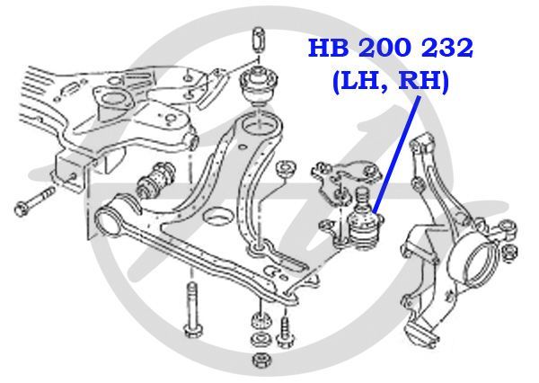 Опора шаровая L+R Golf 2/Jetta 2 (3-4) HB200232 Hanse