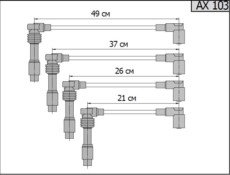 Провода зажигания CARGEN АХ-103 (Chevrolet 1.8; DOHC 2.4 16v) (К1) ax103 Cargen