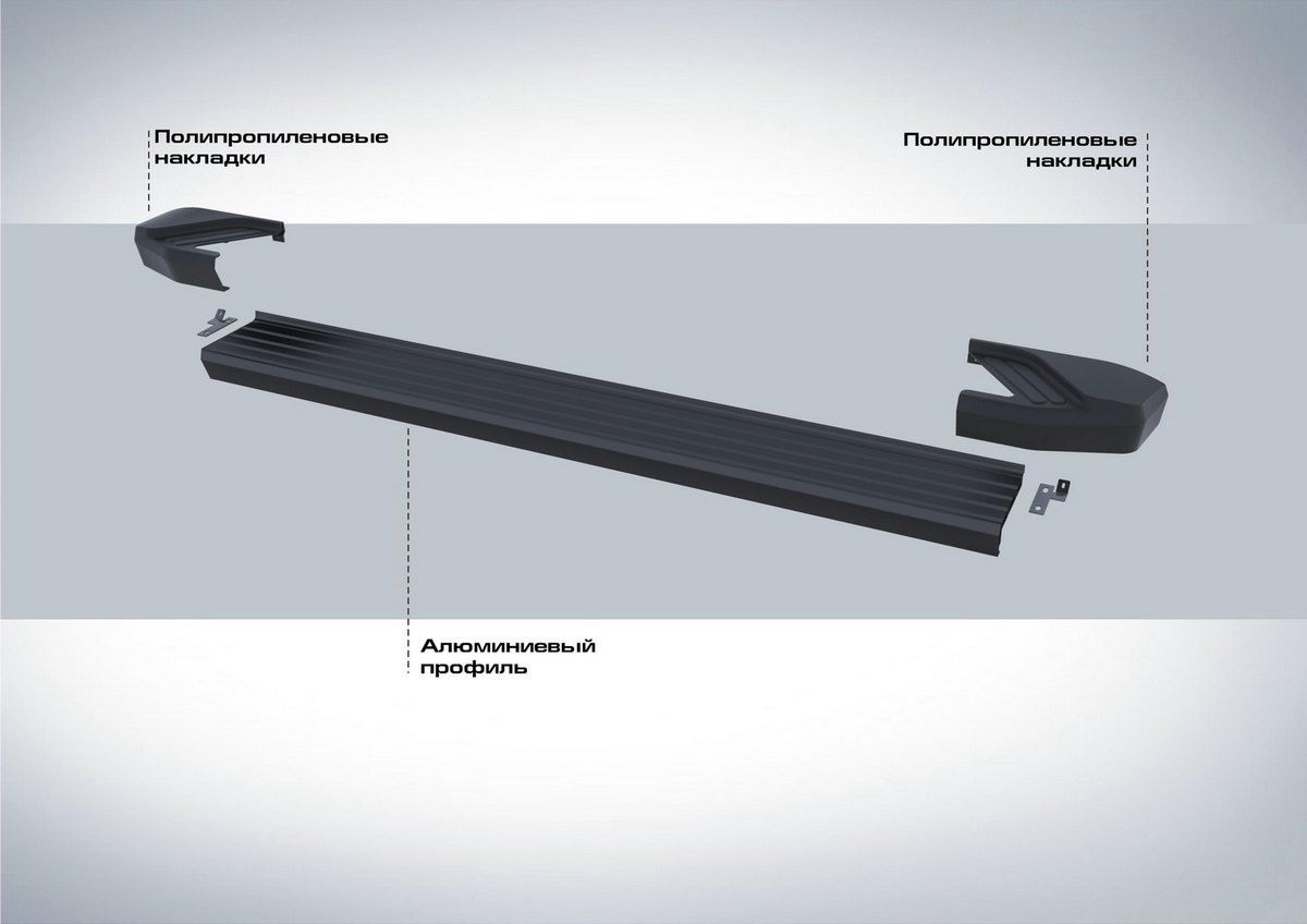 "Порог-площадка ""Black"" F173ALB + комплект крепежа, RIVAL, Hyundai Tucson 2015-/Kia Sportage 2016-" f173alb23092 Rival