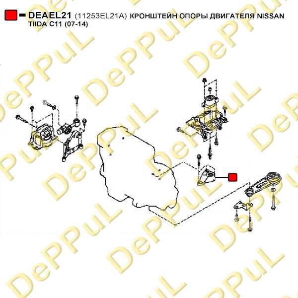 кронштейн опоры двигателя nissan tiida c11 (07-14) DEAEL21 Deppul