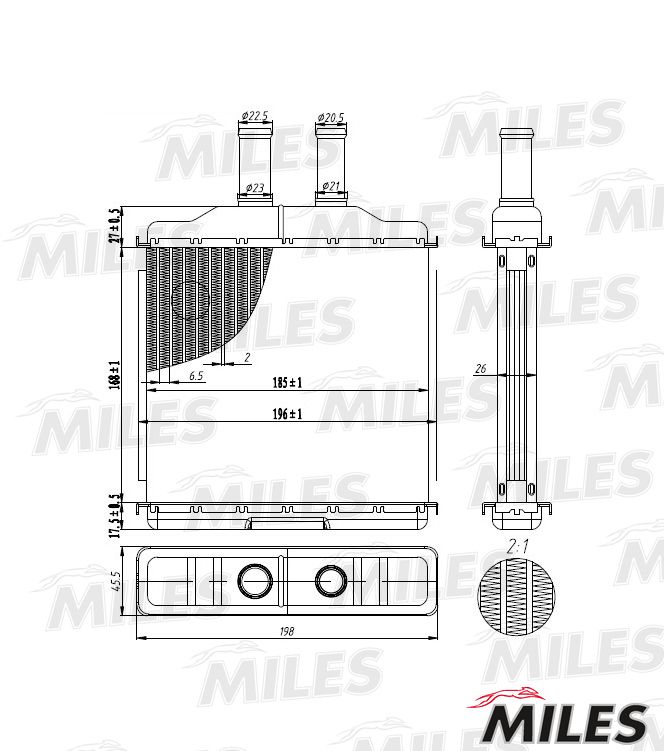 Радиатор печки MILES CHEVROLET LACETTI 03- achb013 Miles