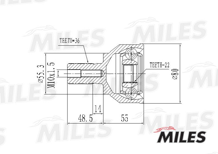 ШРУС наружный Mazda 3 1.4/1.6/2.0 2003- GA20208 Miles