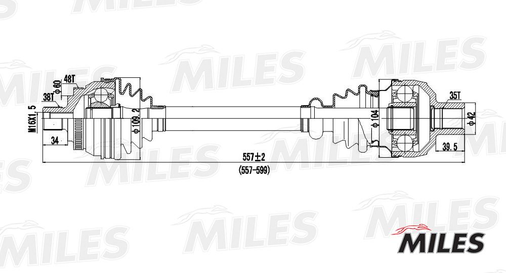 Полуось (привод в сборе) для Ford Galaxy 1995-2006 GC02136 Miles