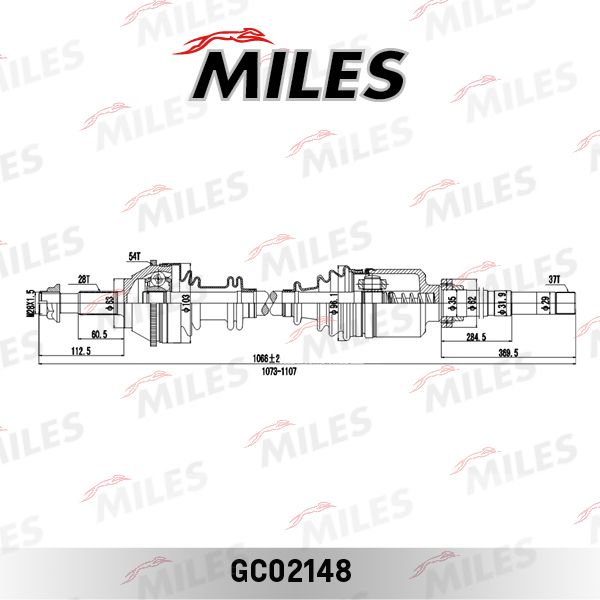 ШРУС MILES Привод в сборе CITROEN JUMPER/FIAT DUCATO/PEUGEOT BOXER 1.9-2.8D 94-02 прав.(ABS) GC02148 Miles