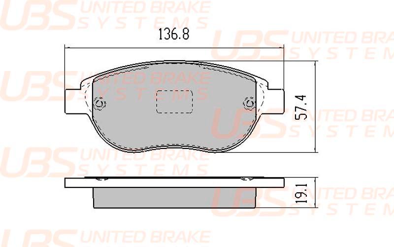 Тормозные колодки CITROEN C4 I 08-/BERLINGO/FIAT DOBLO 05-/PEUGEOT 307/207/4008 12-/PARTNER передние b1107039 UBS