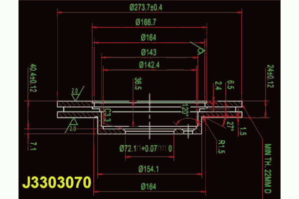 Тормозной диск J3303070 Nipparts