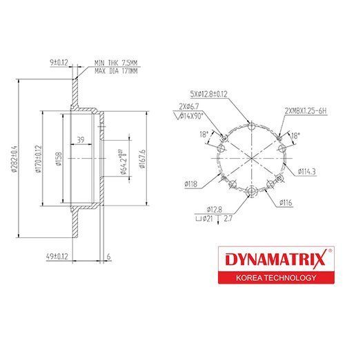 Тормозной диск задний DBD1933 Dynamatrix-Korea