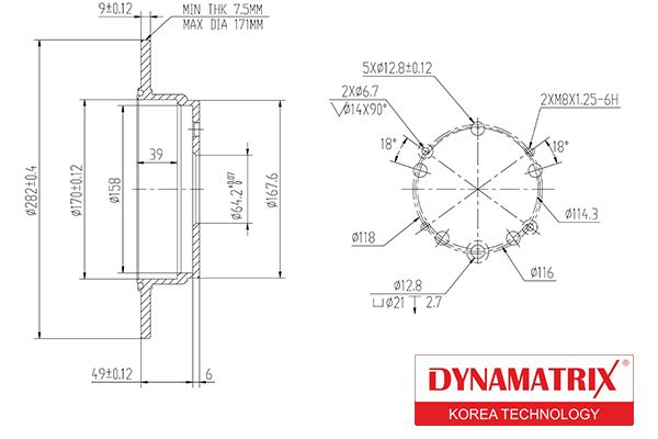 Тормозной диск задний DBD1933 Dynamatrix-Korea