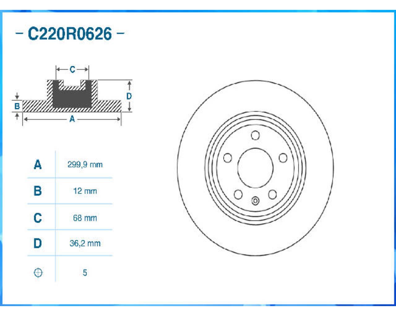 Тормозной диск задний CWORKS C220R0626 C220R0626 Cworks