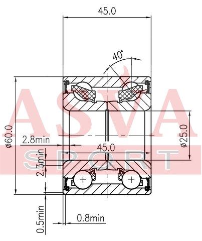 Подшипник задней ступицы для Peugeot 307 2001-2008 DAC25600045 Asva