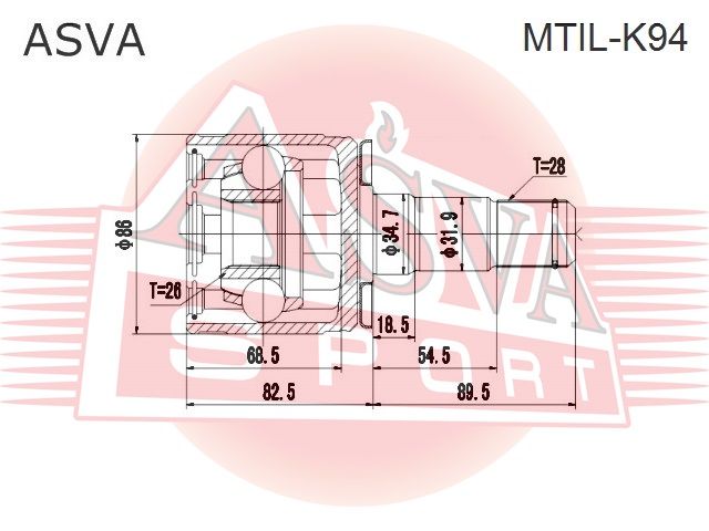 Шарнирный комплект MTILK94 Asva