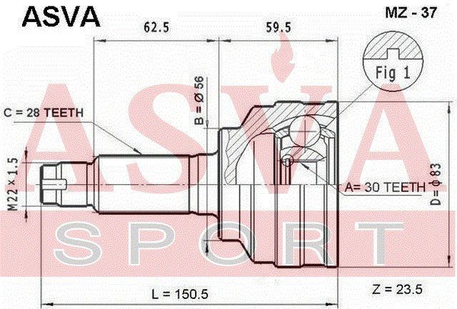 Шарнирный комплект MZ37 Asva