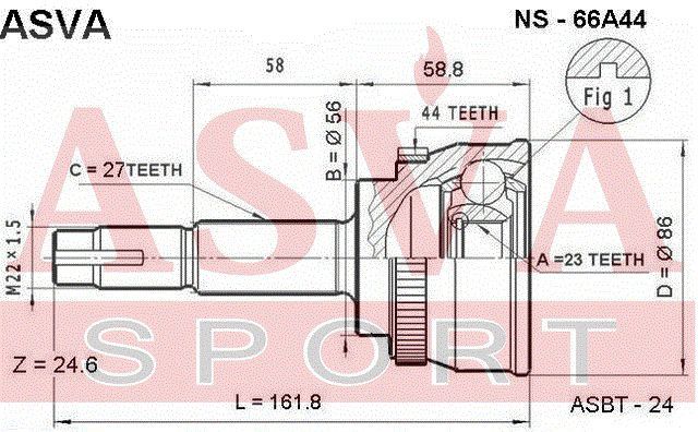 Шарнирный комплект NS66A44 Asva