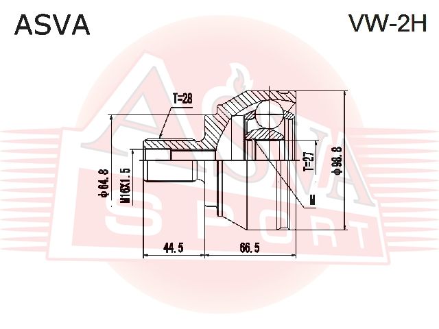 ШРУС НАРУЖНЫЙ 27x64.8x28   3 008,00 vw2h Asva