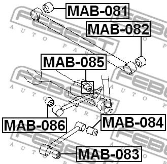 Сайлентблок заднего продольного рычага для Mitsubishi Pajero/Montero III (V6, V7) 2000-2006 MAB083 Febest