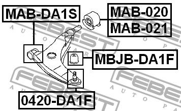 Сайлентблок переднего рычага передний для Mitsubishi Carisma (DA) 1999-2003 MABDA1S Febest