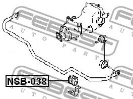 Втулка (сайлентблок) заднего стабилизатора для Nissan Micra (K12E) 2002-2010 NSB038 Febest