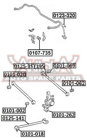 Сайлентблок заднего рычага для Toyota Camry V10 1991-1996 0101069 Akitaka