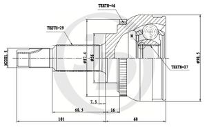 ШРУС НАРУЖ ABS NI027A46 NI Cefiro A32 94- jct0027a Jd