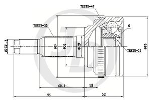 Шрус наружный с ABC (22х52х33) jct0235a Jd