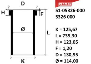 O114,00 Гильза K=125,67, L=235,3, H=123,05, D=130,95 5105326000 Yenmak