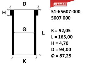 јвтозапчасть/√ильза цилиндра MB OM611 2.2CDI =88mm 5165607000 Yenmak