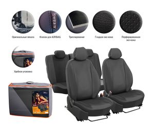"Чехлы для Renault Duster (11-14 г.)/Nissan Terrano III (14-) ""Лима"", 12 пред., задн.спин. 1/3, экокожа перф., черн. (ACCS-L-08)" accsl08 Airline