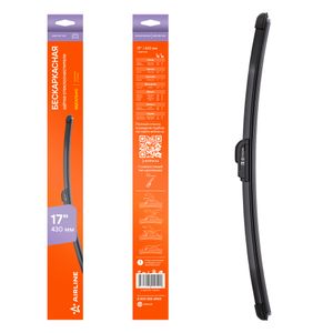 Щетка стеклоочистителя бескаркас 430мм (17") 1 адаптер (Hook 9x3, 9x4 - Крючок 9x3, 9x4) (AWB-BKP-430) awbbkp430 Airline