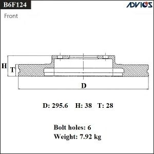 Диск тормозной передний B6F124 Advics