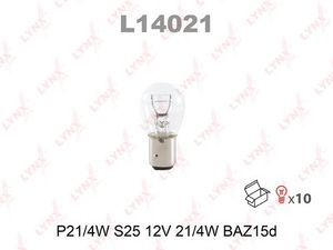 Лампа накаливания P21/4W S25 12V 21/4W BAZ15D l14021 Lynx