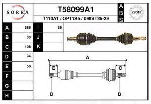 Приводной вал T58099A1 Eai