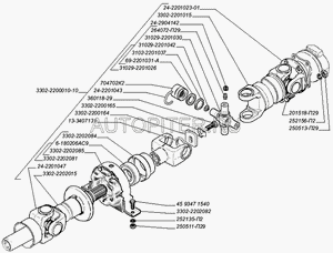 "Передача карданная газель пром/опора ""нового образца"" , .3302-2200010-10" 3302220001010 Газ