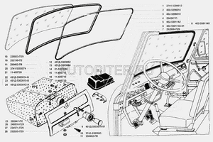 Уплотнитель стекла УАЗ-452 ветрового с замком 37415206012 Уаз