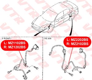 Датчик ABS передний левый для Mazda Mazda 6 (GG) 2002-2007 mz1102bs Vtr