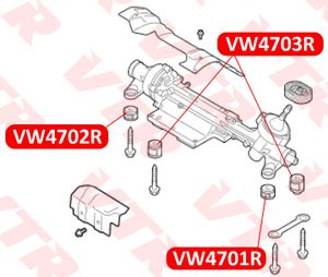 Сайлентблок рулевой рейки, верхний vw4703r Vtr